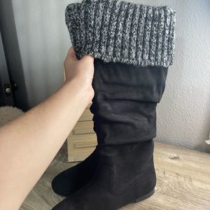 Sheikh Black Tall Suede Boots